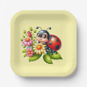 Cute ladybug lovers insect paper plate