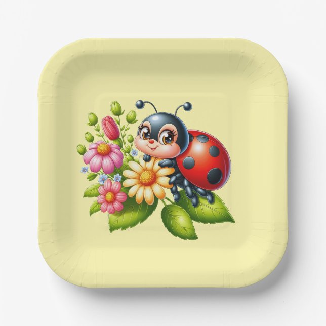 Cute ladybug lovers insect paper plate (Front)