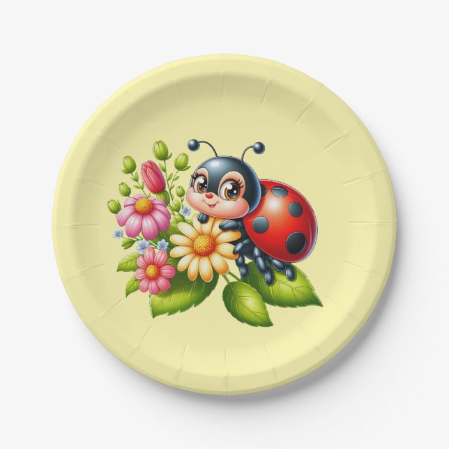 Cute ladybug lovers insect paper plate (Front)