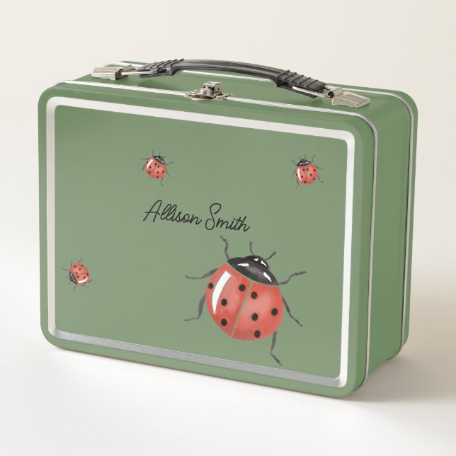 Cute Ladybug Metal Lunch Box (Front)