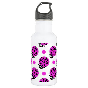 Cute Ladybug, Neon Purple & White Polka Dots 532 Ml Water Bottle