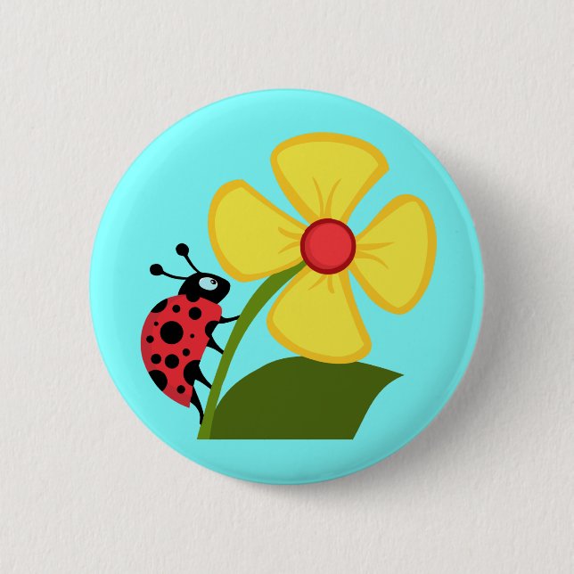 Cute Ladybug on a Yellow Flower 6 Cm Round Badge (Front)