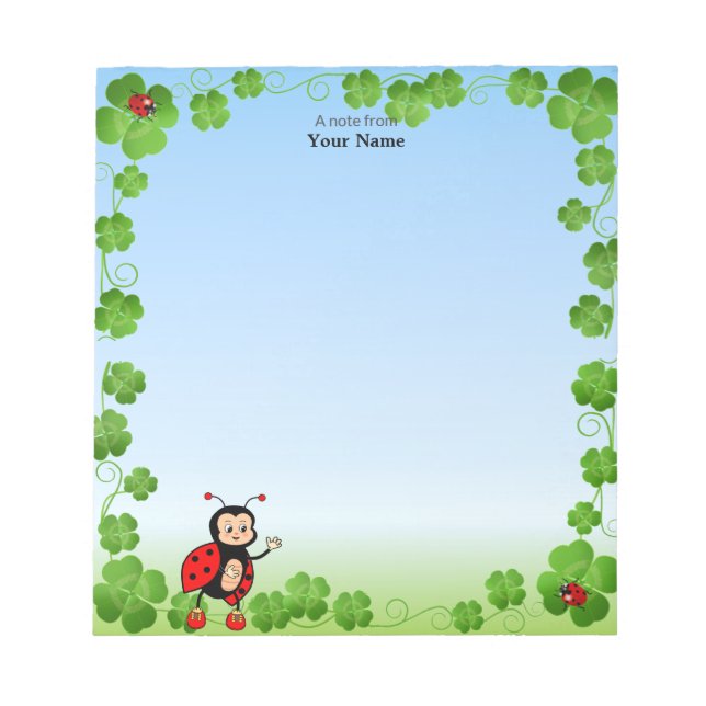 Cute Ladybug on Light Blue Notepad (Front)