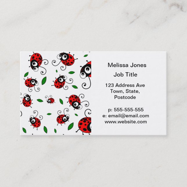 Cute ladybug pattern business card (Front)