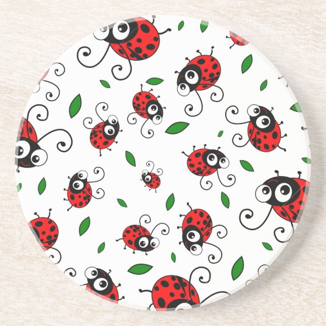Cute ladybug pattern coaster (Front)