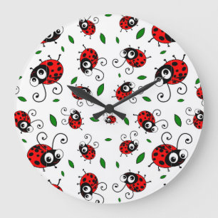 Cute ladybug pattern large clock