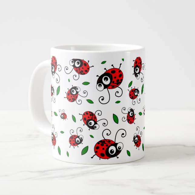 Cute ladybug pattern large coffee mug (Front Left)