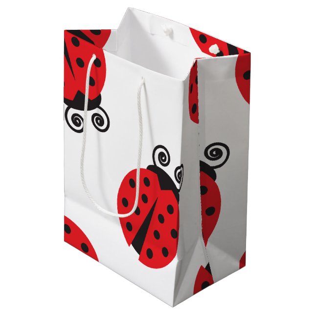 Cute Ladybug Pattern Medium Gift Bag (Front Angled)