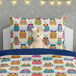 Cute Ladybug Pattern on Cream Pillowcase