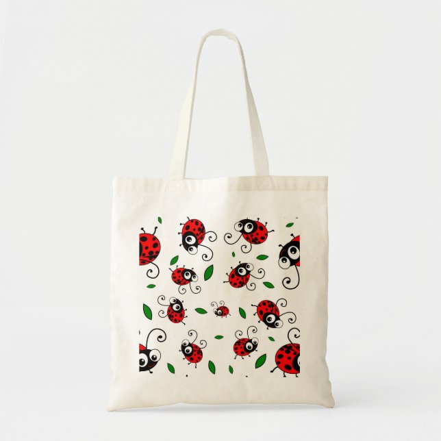 Cute ladybug pattern tote bag (Front)