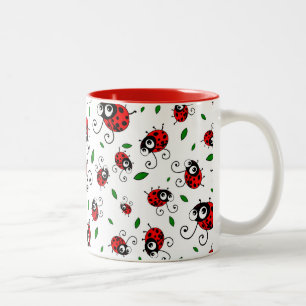 Cute ladybug pattern Two-Tone coffee mug