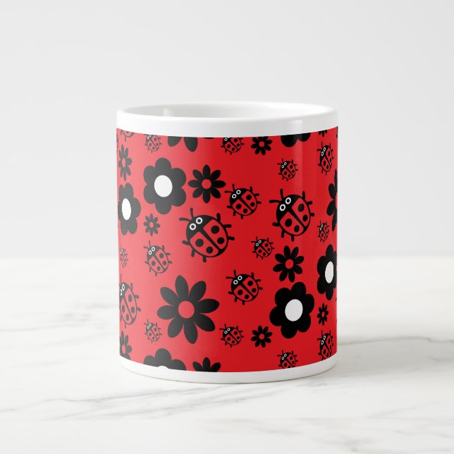 Cute ladybug Patterned Large Coffee Mug (Front)