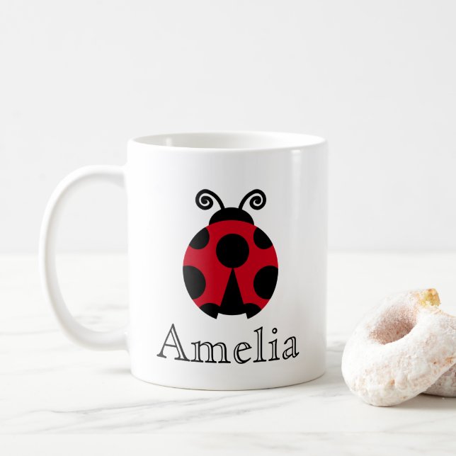 Cute Ladybug Personalised  Coffee Mug (With Donut)