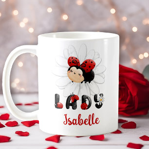 Cute Ladybug Personalised Girl Name Mug