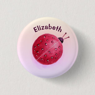 Cute Ladybug Pink Girl Name 3 Cm Round Badge