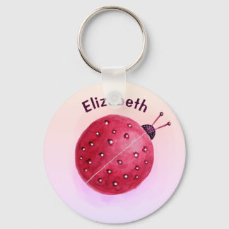 Cute Ladybug Pink Girl Name Key Ring