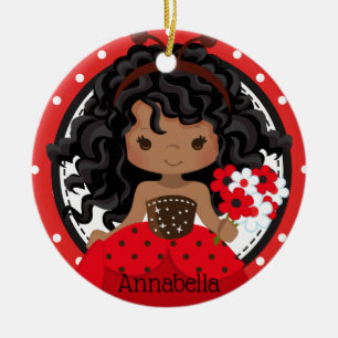 Cute Ladybug Princess Personalised Ceramic Ornamen Tree Decoration
