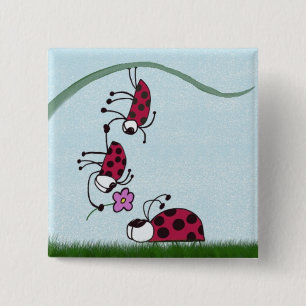 Cute Ladybug Professing His Love Painting 15 Cm Square Badge