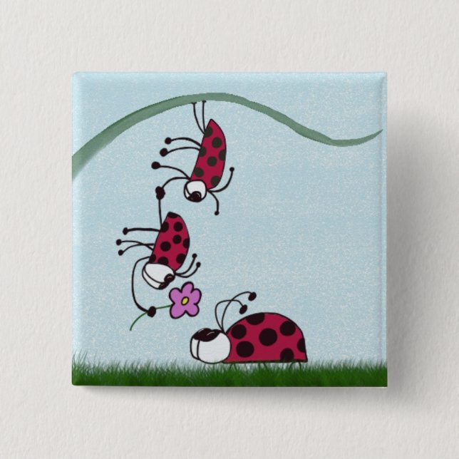 Cute Ladybug Professing His Love Painting 15 Cm Square Badge (Front)