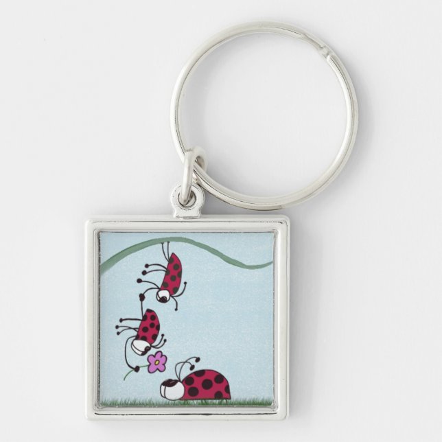 Cute Ladybug Professing His Love Painting Key Ring (Front)