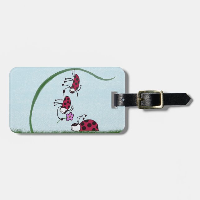 Cute Ladybug Professing His Love Painting Luggage Tag (Front Horizontal)