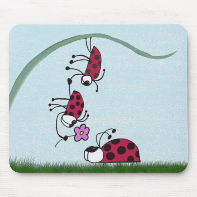 Cute Ladybug Professing His Love Painting Mouse Mat (Front)