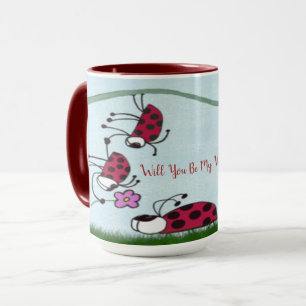 Cute Ladybug Professing His Love Painting Mug