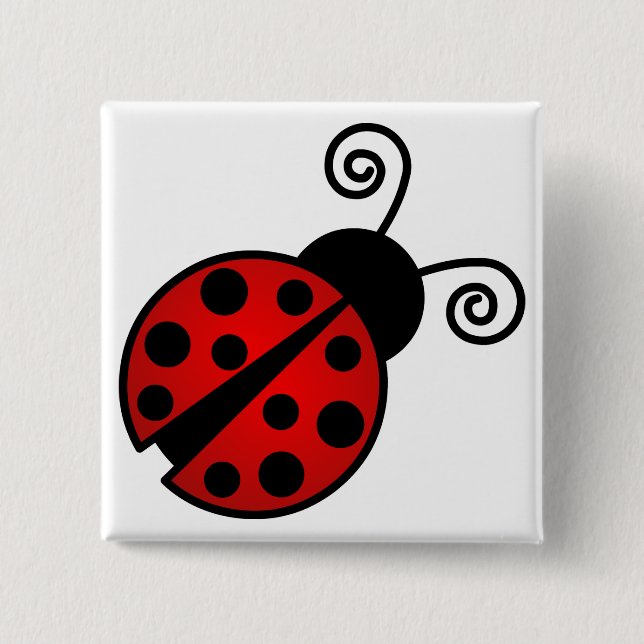 Cute Ladybug - Red and Black 15 Cm Square Badge (Front)