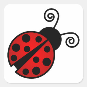 Cute Ladybug - Red and Black Square Sticker