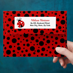 Cute Ladybug Red Black Polka Dots  Envelope