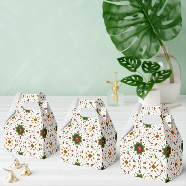 Cute Ladybug Red White Green  Favour Box (Multiple)
