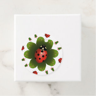 Cute Ladybug Red White Green Favour Tags