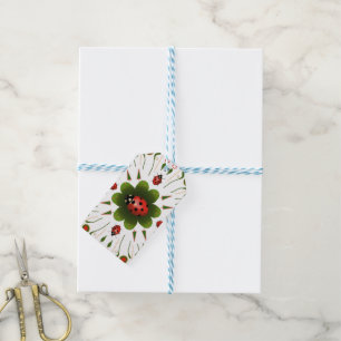 Cute Ladybug Red White Green Gift Tags
