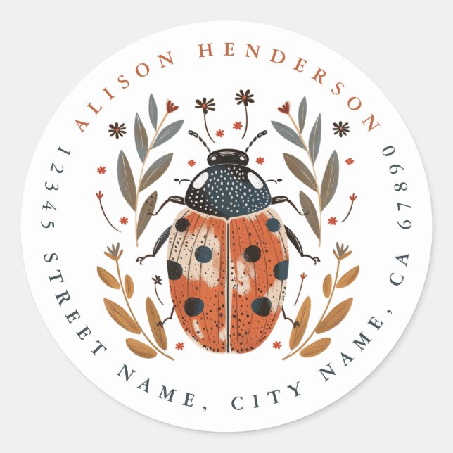 Cute Ladybug Round Stickers (Front)