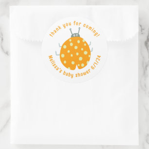 Cute Ladybug Thank You CUSTOM Baby Shower Classic Round Sticker
