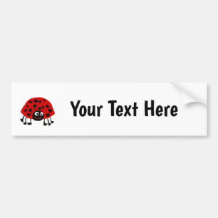 Cute Ladybug with Heart shaped Spots Cartoon Bumper Sticker