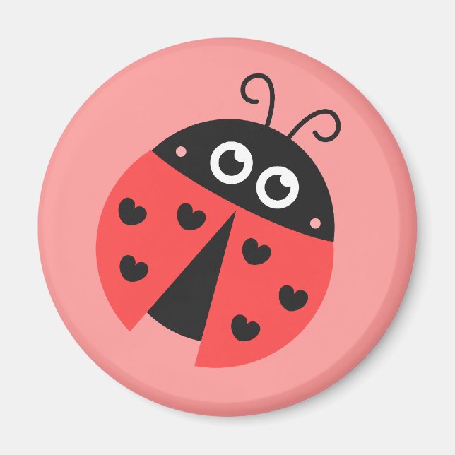Cute Ladybug with hearts as spots Magnet (Front)