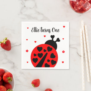Cute Ladybug with hearts Napkin