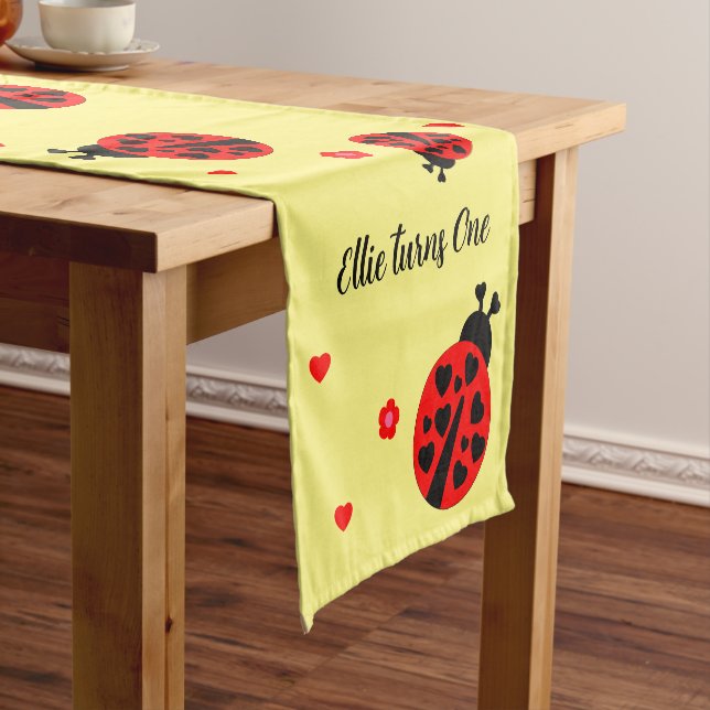 Cute Ladybug with hearts Short Table Runner (In Situ)
