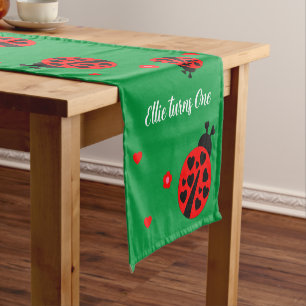 Cute Ladybug with hearts Short Table Runner