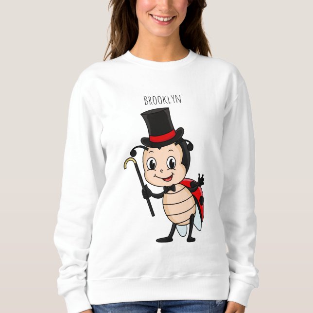 Cute ladybug with top hat and tie cartoon (Front)