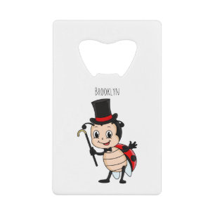 Cute ladybug with top hat and tie cartoon