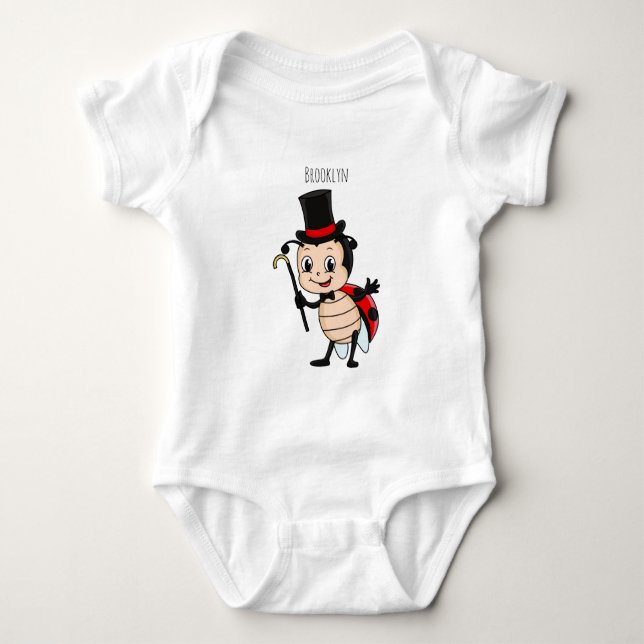 Cute ladybug with top hat and tie cartoon (Front)