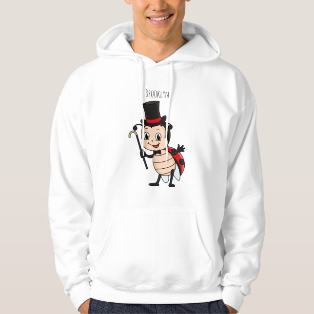 Cute ladybug with top hat and tie cartoon  (Front)