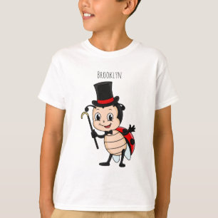 Cute ladybug with top hat and tie cartoon