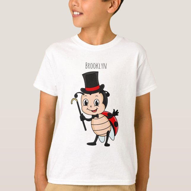 Cute ladybug with top hat and tie cartoon (Front)