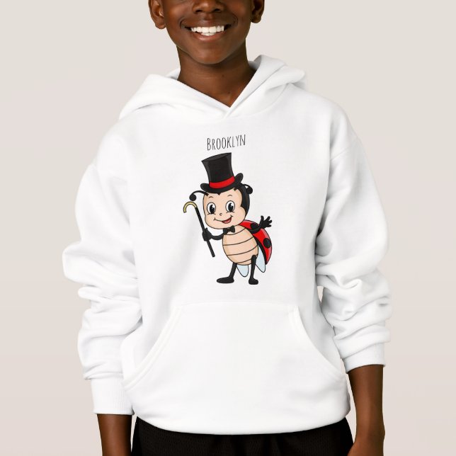 Cute ladybug with top hat and tie cartoon  (Front)