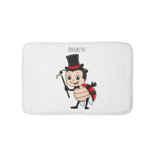 Cute ladybug with top hat and tie cartoon bath mat