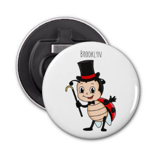 Cute ladybug with top hat and tie cartoon bottle opener