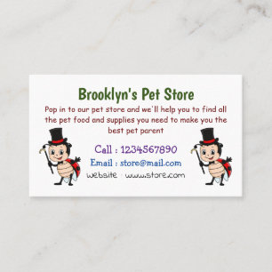 Cute ladybug with top hat and tie cartoon business card